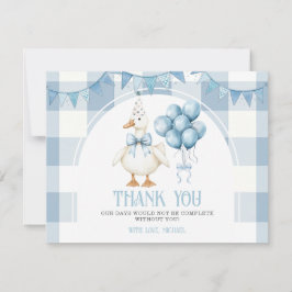 Cartão De Agradecimento Bow One Silly Goose 1st Birthday Blue Gingham