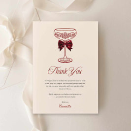 Cartão De Agradecimento Bows and Bubbly Bridal Shower Thank you Card