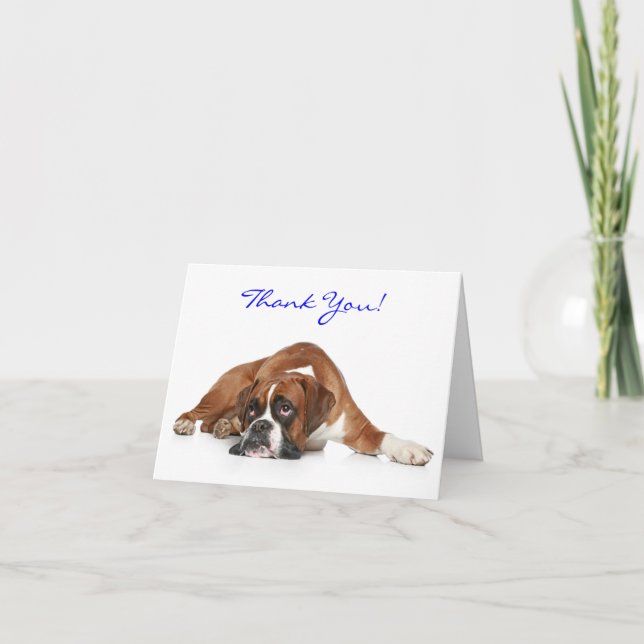 Cartão De Agradecimento Boxer Dog Obrigado Notecard - Obrigado Dentro (Frente)