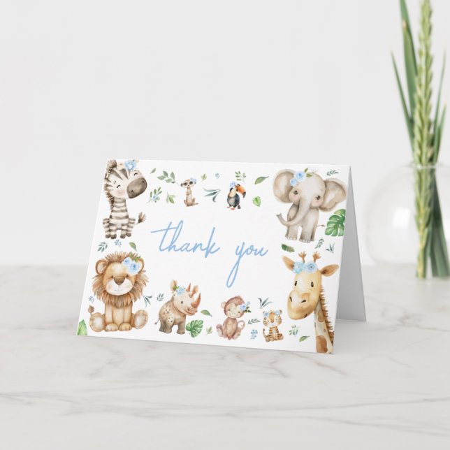 Cartão De Agradecimento Boy Wild One Safari (Frente)