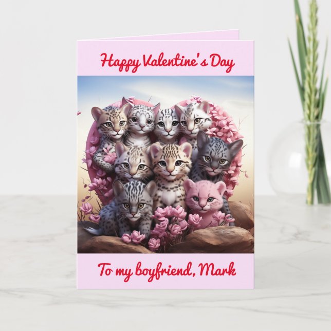 Cartão De Agradecimento Boyfriend Valentine's Kitty Heart card (Frente)