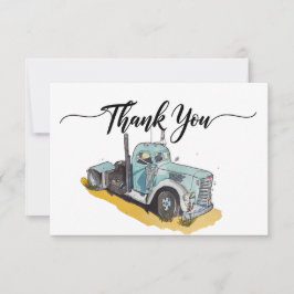 Cartão De Agradecimento Boys Festa de aniversário Blue Semi Truck