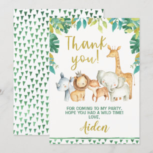 Cartão de agradecimento Boys Wild One Safari