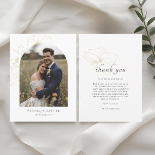 Cartão De Agradecimento Branca Boho Obrigado Dourado Casamento Floral