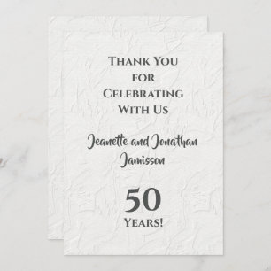 Cartão De Agradecimento Branca Floral Branca de 50 anos - Obrigado