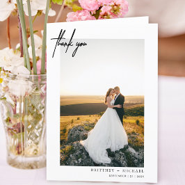 Cartão De Agradecimento Branca Moderna Com Letra Mão Obrigado