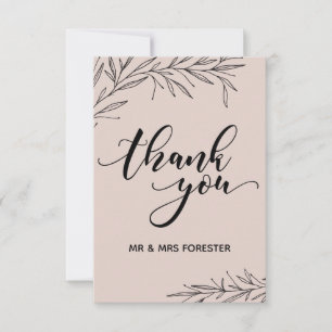 Cartão De Agradecimento Branch Flat Desenhado À Mão Obrigado