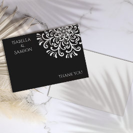 Cartão de agradecimento Branco Caprichoso com Flor