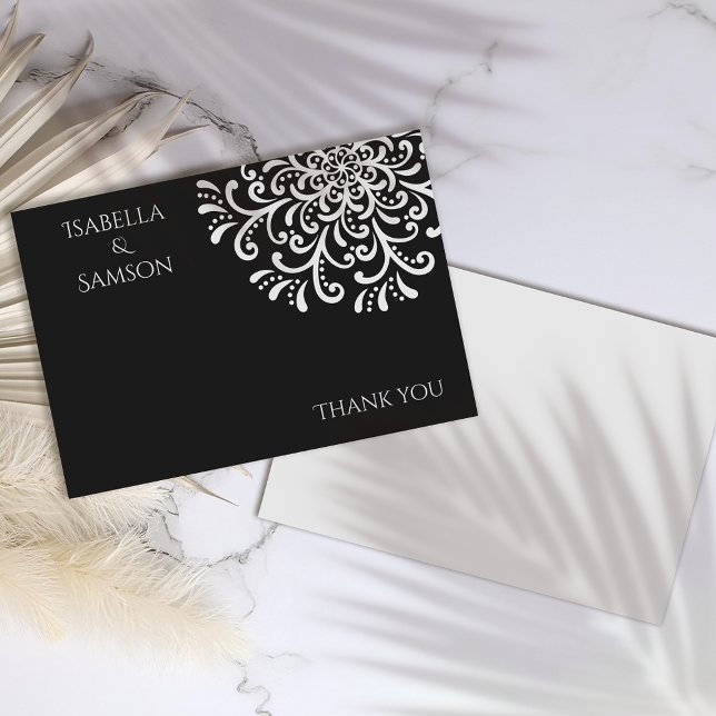 Cartão de agradecimento Branco Caprichoso com Flor (Criador carregado)