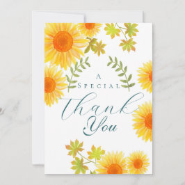 Cartão De Agradecimento Branco de girassol