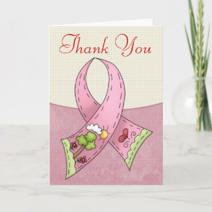 Cartão De Agradecimento Breast Cancer Ribbon 2 Thank You Greeting Card