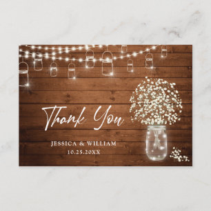 Cartão De Agradecimento Breath Mason Jar Rustic Watercolor