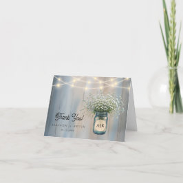 Cartão De Agradecimento Breath Mason Jar Wedding Rustic Baby's - Obrigado