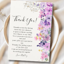 Cartão De Agradecimento Bridal shower with wildflowers Purple Tones
