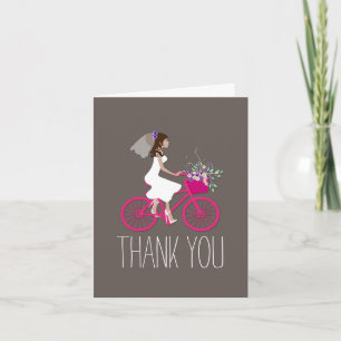 Cartão De Agradecimento Bride on Bike Bridal Shower Thank You Card