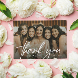 Cartão De Agradecimento Bridesmaid de Casamento Personalizado Moderno