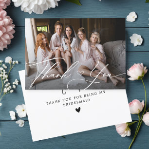 Cartão De Agradecimento Bridesmaid de Fotografia Elegante Personalizada