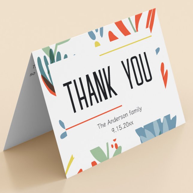 Cartão De Agradecimento Bright Botanicals Chá de fraldas Obrigado (bright and colorful botanical floral baby shower thank you card green, yellow, blue, red flowers)