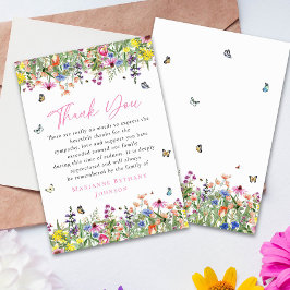 Cartão De Agradecimento Bright Floral Memorial Celebração da Vida