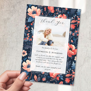 Cartão De Agradecimento Bright Floral Photo Sympathy Funeral Memorial
