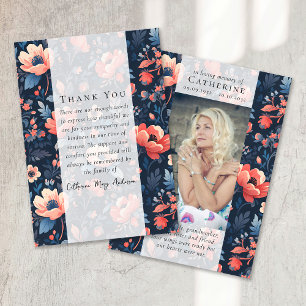 Cartão De Agradecimento Bright Floral Photo Sympathy Funeral Memorial