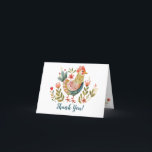 Cartão De Agradecimento Bright Folart Fazenda Floral Bird<br><div class="desc">Este cartões de agradecimentos é decorado com uma aquarela brilhante,  de estilo popular,  de um frango e flores. Dentro da placa é vazio para escrevendo a mensagem do obrigado. Projetado para você pelo Blackberry Boulevard.</div>