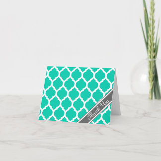 Cartão De Agradecimento Bright Teal & Cinza Lattice Obrigado