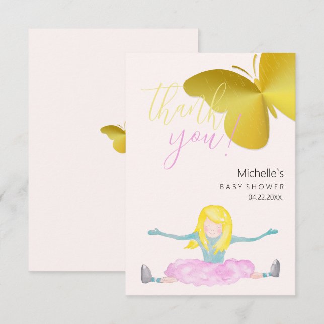 Cartão De Agradecimento Brilhando Como Uma Ilustração De Aquarela De Menin (Frente/Verso)