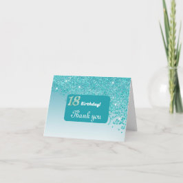 Cartão De Agradecimento Brilhante Azul Teal, 18º Aniversário Obrigado