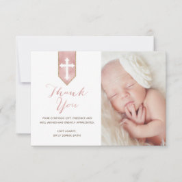 Cartão De Agradecimento Brilhante cora o obrigado cor-de-rosa do baptismo