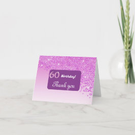 Cartão De Agradecimento Brilhante Rosa, 60º Aniversário Obrigado