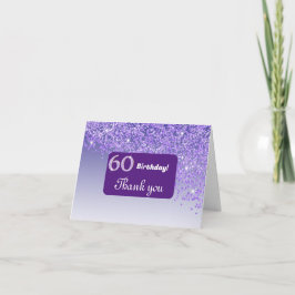Cartão De Agradecimento Brilhante Roxo, 60º Aniversário Obrigado
