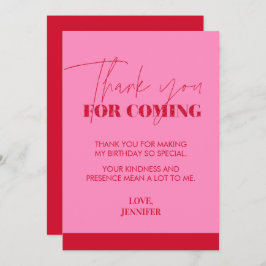 Cartão De Agradecimento Brilhante Vermelho Rosa-Rosa-Manuscrito Chic