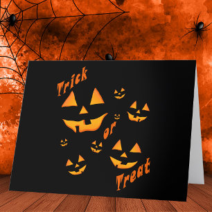 Cartão De Agradecimento Brilho Assustador: Jack-O'-Lantern & Doce ou Trave