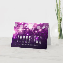 Cartão De Agradecimento Brilho de Glitter Roxo Obrigado
