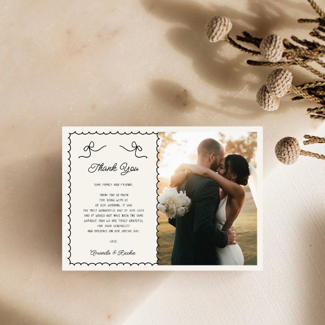 Cartão De Agradecimento Brincadeira Brincadeira Desenhou Casamento Fotográ (Criador carregado)