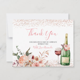Cartão De Agradecimento Brinde ao Amor Rosa Choque Chá de Noiva