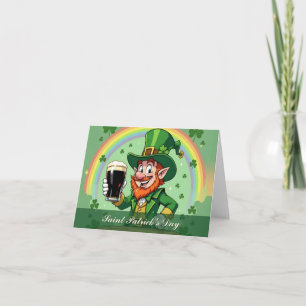 Cartão De Agradecimento Brindes do Leprechaun sob o Arco-íris