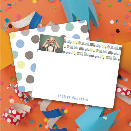 Cartão De Agradecimento Brinquedos Divertidos Transporte Retro Foto Crianç