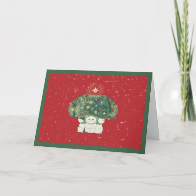 Cartão De Agradecimento 【Broccoli Cats Christmas Card】 -Red- (Frente)