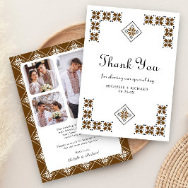 Cartão De Agradecimento Brown and Black Ukrainian Embroidery Wedding