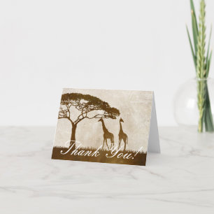 Cartão De Agradecimento Brown and Ivory African Giraffe Wedding Thank You