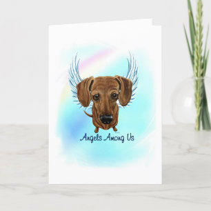 Cartão De Agradecimento Brown Dachshund Angel Dog Pet Loss Sympathy Card