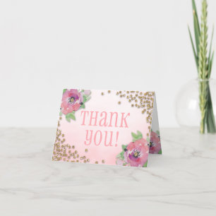 Cartão De Agradecimento Brunch e Bubble Chá de panela Glitter Obrigado