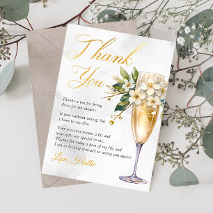 Cartão De Agradecimento Brunch Floral de Champanhe e Chuveiro Nupcial Espu