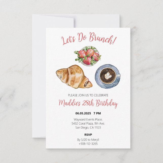 Cartão De Agradecimento Brunch Themed Festa de aniversário Invite (Frente)