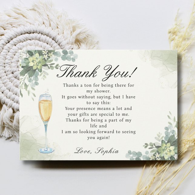 Cartão De Agradecimento Brunch y Bubbly Glass of Champange  (Criador carregado)