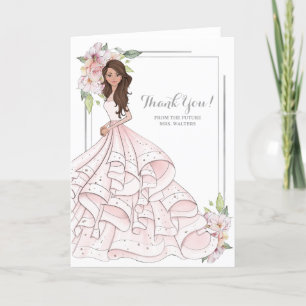 Cartão De Agradecimento Brunette Bride Bridal Shower Future Mrs