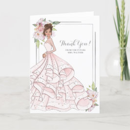 Cartão De Agradecimento Brunette Bride Chá de panela Future Sra.