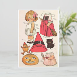 Cartão De Agradecimento Bruxa Adorável de Halloween 🎃 Bonecas de Papel